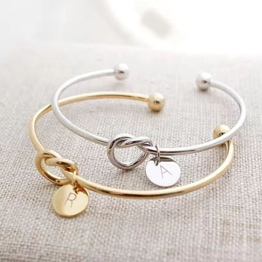 Heart Bangles Creative A-Z Letters Initial Charm Adjustable Bracelet Love Bridesmaid Girl Adjustable Fashion Jewelry Women Gift