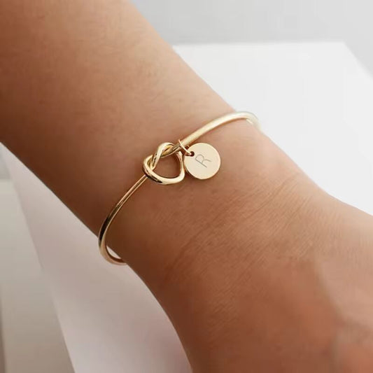 Heart Bangles Creative A-Z Letters Initial Charm Adjustable Bracelet Love Bridesmaid Girl Adjustable Fashion Jewelry Women Gift